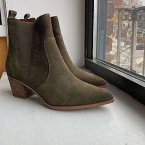 Franco Sarto Forest Green Suede Ankle Booties